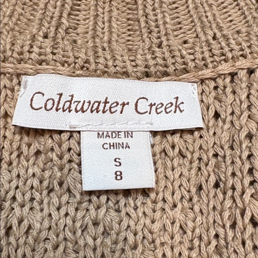 Coldwater Creek Open-Front Short Sleeve Knit Camel Cardigan Women’s S - Picture 2 of 12